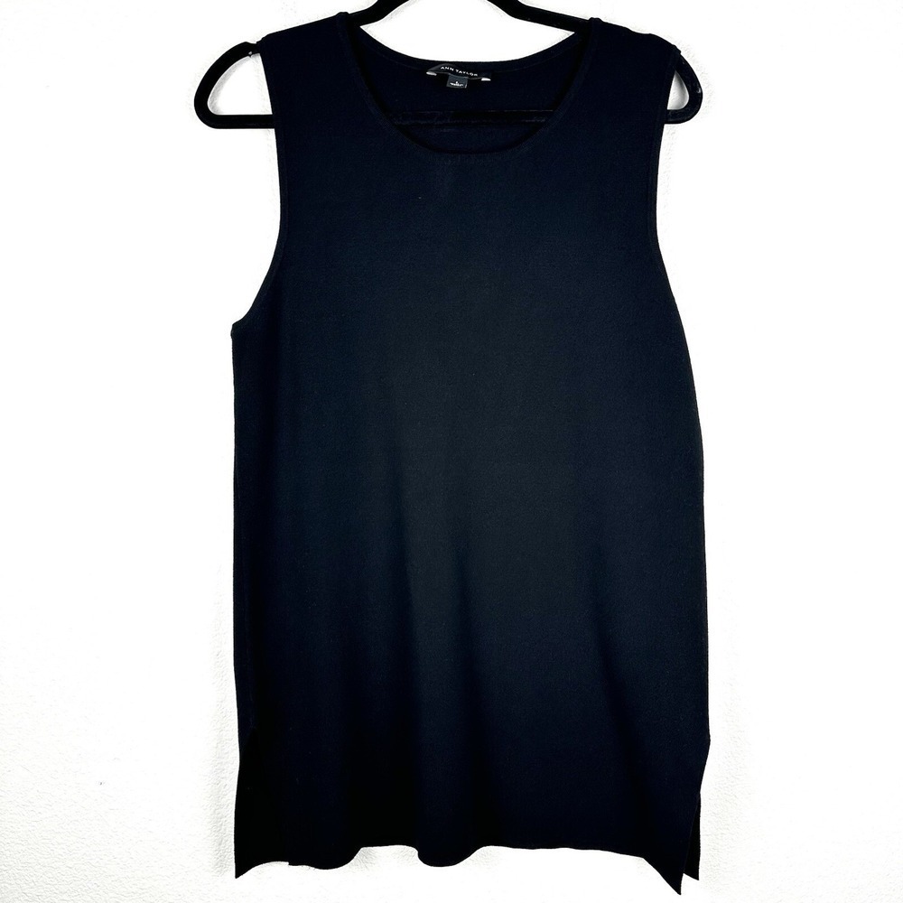 Ann Taylor Tunic Top Size Large Black Knit‎ Sleeveless